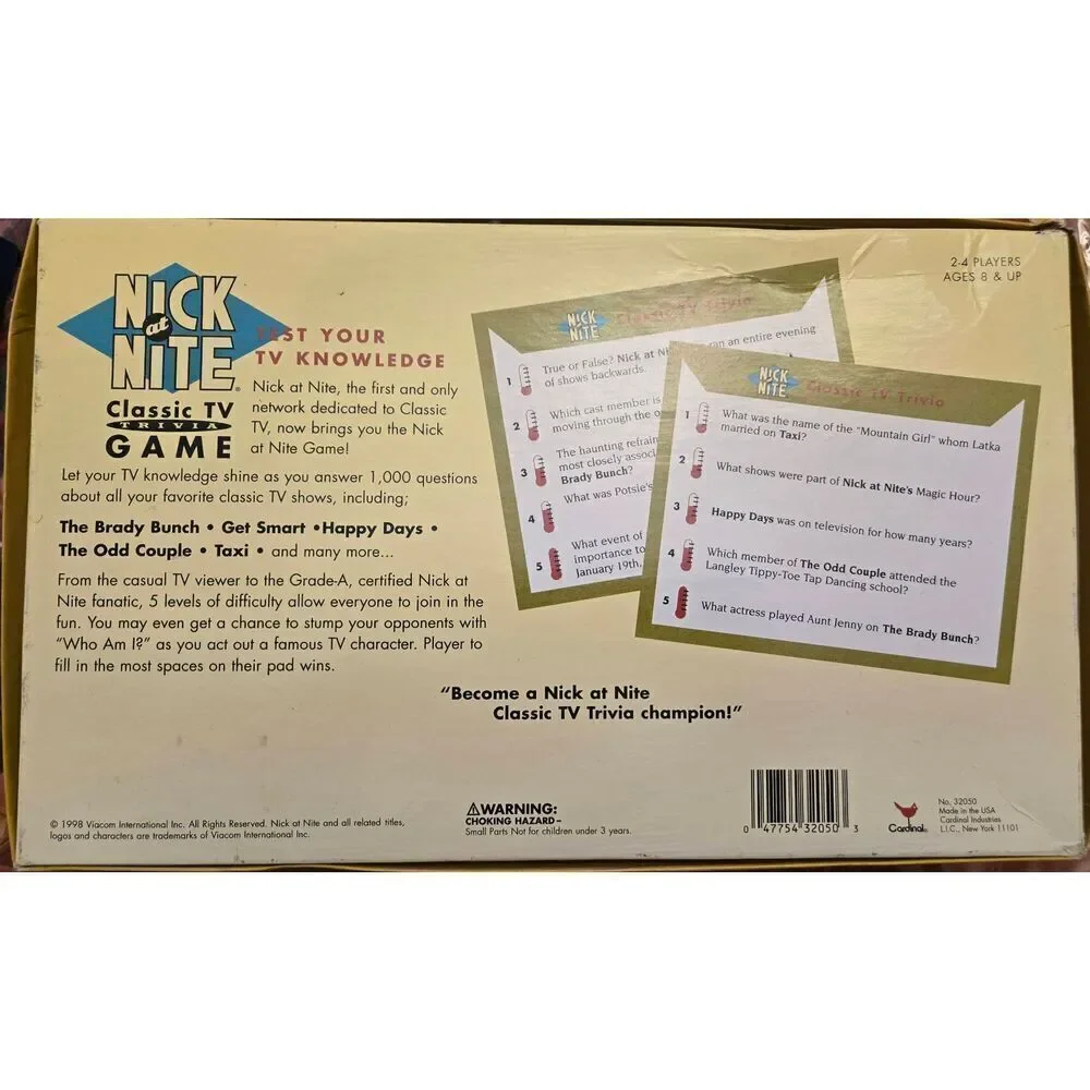 Nick At Nite Classic TV Trivia Game 1998